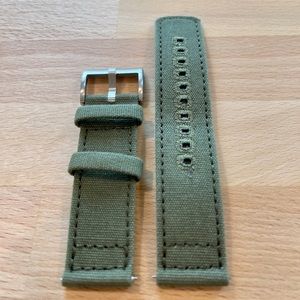 BARTON 22mm Army Green Canvas Watch Band Strap